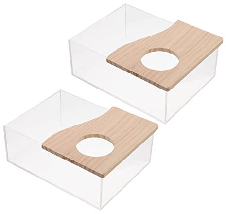 Sosoport 2stücke Hamsterbadewanne Aus Acryl Chinchillabadewanne Für Zuhause Verschleißfester Sandkasten Transparenter Badebehälter Multifunktionaler Container Für Kleine Haustiere Leicht Zu