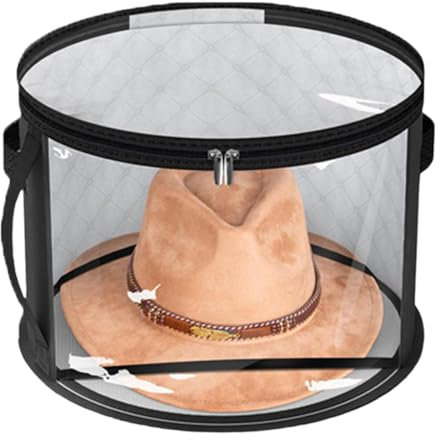 Scatola portaoggetti con coperchio, per cappelli da viaggio, scatola organizer trasparente per cappelli, per conservare, rotonda, pieghevole, da viaggio, con cappello, antipolvere, 42 x 26 cm