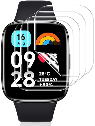 Vauki 4 Pack Protector Pantalla para Xiaomi Redmi Watch 3 Active Cristal Templado,Resistente a los Arañazos,Película de TPU Suave Film HD Transparente Sin Burbujas Vidrio Templado