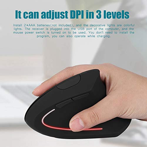 Haofy Wireless Left Handed Optical Mouse with Adjustable DPI, 2.4GHz Technology, Plug and Play Setup, 6 Programmable Buttons, Ergonomic Vertical Design for Comfort, Mouse for