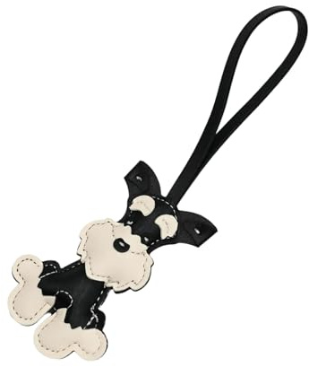 Sehuby Mehrzweck-Schlüsselanhänger mit Schnauzer-Motiv, modisches Accessoire für Tierliebhaber und stilvolle Personen, aus stabilem PU-Leder