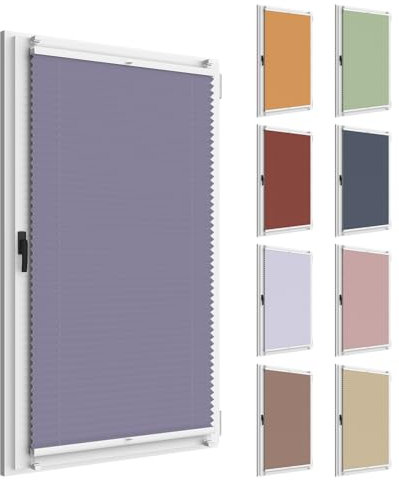 NIBLO Plissee nach Maß ohne Bohren Plisseerollo Klemmfix Faltrollo mit Klemmträger Blickdicht und lichtdurchlässig Sichtschutz & Sonnenschutz (mit Klemmträger, Breite 22-120cm, Höhe 25-130 cm)