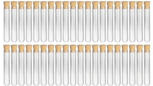 Ideen mit Herz 40 Reagenzgläser mit Korken | aus hochwertigem Glas | 7,5 cm hoch (ohne Korken) | außen: Ø 1,2 cm | innen: Ø 0,9 cm | Fassungsvermögen: 5 ml | als Gastgeschenk zur Hochzeit