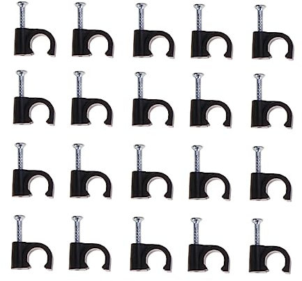 Uonlytech Clips Organizadores De Cables 5 Mm Para Oficina y Hogar Fijadores De Cables Telefónicos Clavo De Acero Negro Paquete De 100 Unidades 2 * 0.3
