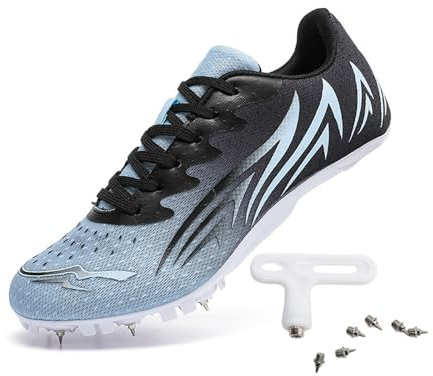 Buhelyc Unisex Atletismo Zapatillas De Salto De Velocidad Zapatos Profesionales para Correr y Entrenar 8 Clavos para Correr, Saltar y Sprint(Size:39,Color:Black)