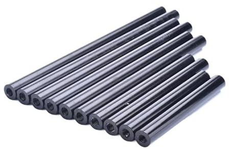 HBALDTEDC Lange runde Kupplungsmutter， Abstandshalter-Überwurfmutter aus eloxiertem Aluminium M3, mehrere Größen, schwarz, 10 Stück(M3X120mm)