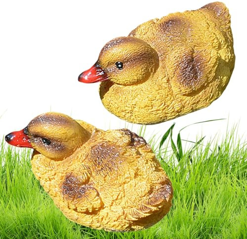 Rrlihjgu Figurine De Canard | Décor Flottant Lot De 2 - Statue Résine Noir Et Jaune pour Jardin Terrasse Pelouse Espaces Extérieurs