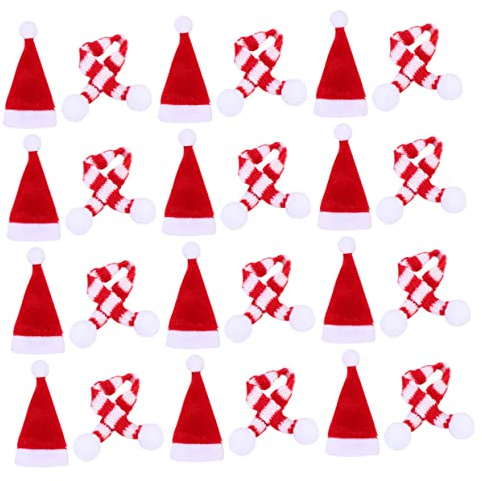 Warmhm Teiliges Mini Weihnachtsmützen Aus Gestrickter Wolle Mit Roten Weihnachtsmützen Und Roten-weißen Strickschals Handgemachte DIY Deko Für Handyhüllen Flaschen Geschenke Und Partyacce