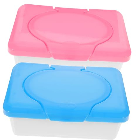 Ipetboom 2 Pezzi Scatola per Salviette Umidificate Riutilizzabile Contenitore per Salviette Bagnate Antipolvere Organizer e Ufficio in Rosa e Blu