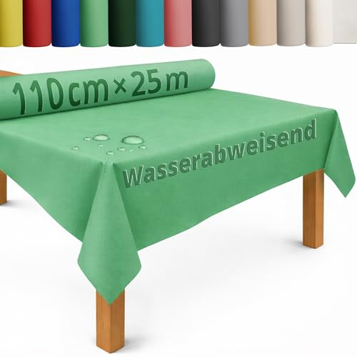 DecoHomeTextil Tischdecke Rolle Tischdeckenrolle Vliesstoff Vlies Hellgrün 1.1 x 25 m 50g/m² abwaschbar wasserabweisend