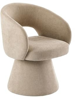 MY Furniture Huxley Dining Chair – Sable, Contemporary Chenille Upholstered Swivel Chair, Foam Padded Seat & Back, Sculptural Figure-Hugging Form, 360° Swivel, Fully Assembled