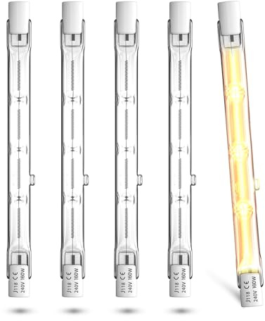 Lamptobe R7s Halogen Bulb 118mm, 160W Dimmable, 2000LM Security Light, Warm White 2700K, Energy Saving Tungsten Linear Floodlight, 5-Pack