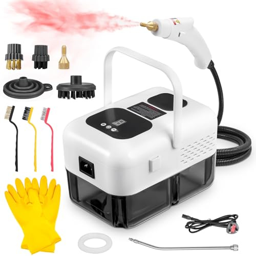 Victoam 2500W Handheld Steam Cleaner, 9 Adjustable Speeds, Includes 9 Accessories, 1.2L Large Water Tank, for Kitchen Bathroom Patio Tile Grout Floor Car Detailing (White)