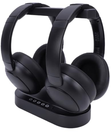 Plyisty Cuffie Wireless Doppie Per Guardare La TV, Voce Chiara, Bluetooth V5.4 A Bassa Latenza, Stereo Hifi, Cuffie TV Per Anziani, Con Trasmettitore, Dock Di Ricarica