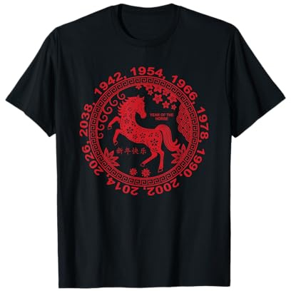 Nouvel an Chinois 2026 Année du Cheval de feu Signe du Zodiaque T-Shirt