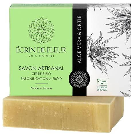 ÉCRIN DE FLEUR - Aloe vera seife stück BIO zertifiziert, naturkosmetik duschgel, duschseife, gesichts- und körperseife, 90 g