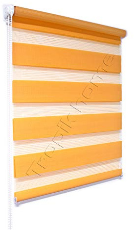 Tropik Home Day and Night Orange Zebra/Vision Window Roller Blind, Choice of 16 Width Sizes, 75cm wide (+4.5cm fittings)