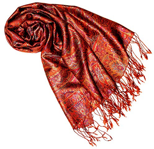 Lorenzo Cana Pashmina Schal Schaltuch jacquard gewebt 100% Seide Paisley Muster Seidenschal Seidentuch Seidenpashmina mehrfarbig 70 x 190 cm