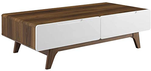 Modway Origin Table basse moderne en bois de noyer Blanc 47 po