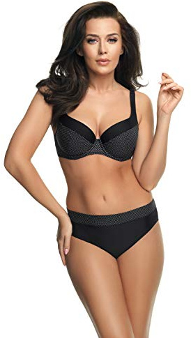 Selente My Secret 1875 Costume da Bagno a Due Pezzi/Bikini Shaping/Modellante Curvy/Taglie Forti con Coppe differenziate, Bikini Nero/Bianco Pois, 4G/Slip XL