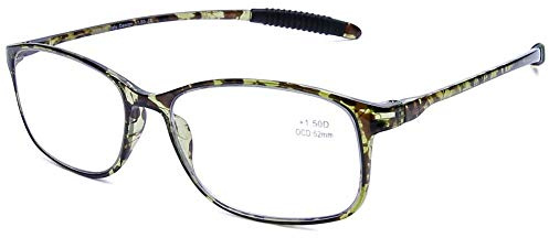DOOVIC Occhiali da Lettura Luce Blu Scuro +2.5 Verde Scuro Rettangolari Occhiali da vista Flessibili Lente d'ingrandimento per Uomo/Donna/Computer