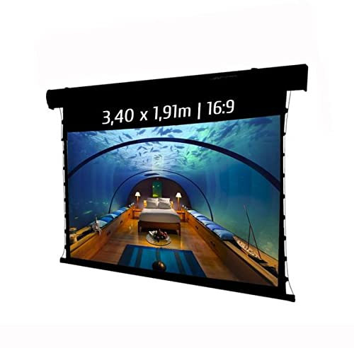 KIMEX 049-3619W Schermo di proiezione motorizzato tensionato 3,40 x 1,91m - Formato 16:9 - Funzionalità Wi-Fi integrata