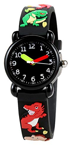 Orologio da polso al quarzo impermeabile per bambini con cartone animato, orologio da polso per bambini con cinturino regolabile in PVC Orologio didattico di apprendimento Accessori(Dinosauro)