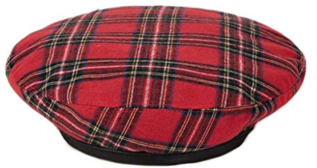 Women Winter Plaid French Beret Hat Tartan Check Artist Painter Hats Beanie Cap