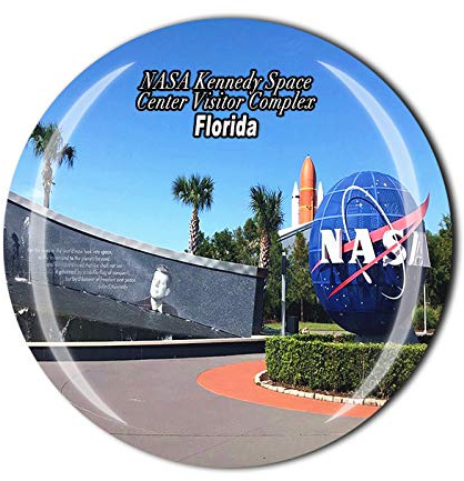 NASA Kennedy Space Center Besucherkomplex Merritt Island USA 3D Kühlschrankmagnet Souvenir Kristallglas Magnet Reise Souvenir Sammlung Geschenk Zuhause Küche Dekoration