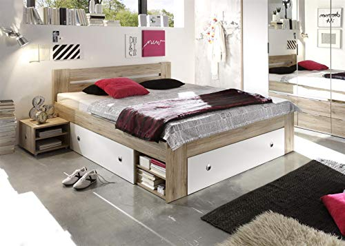 möbelando Bett Bettgestell Ehebett Bettanlage Kojenbett Robina I San Remo/Weiß