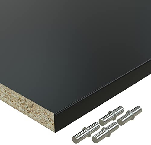 AUPROTEC Einlegeboden Regalboden 19 mm Holz Zuschnitt nach Maß Größe bis max 500 mm breit x 400 mm tief melaminharzbeschichtet mit Umleimer ABS Kante: Farbe schwarz