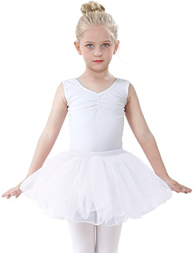 tanzdunsje Faldas tutú para niñas, Faldas de Baile- Faldas de Ballet para niños niñas 4 Capas tutú Tul Princesa Fiesta de cumpleaños Costume Cosplay (XL, Blanco)
