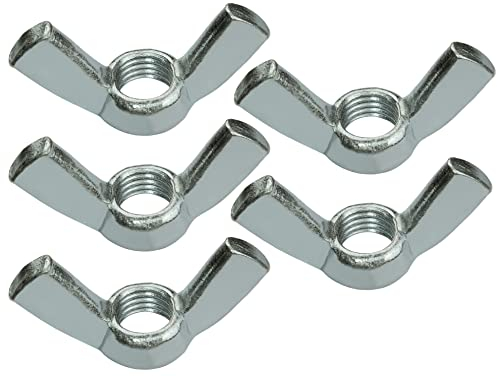 AERZETIX - C58241 - Lot de 5 Écrous papillons/à oreilles M16 - écrous à ailettes - métrique femelle - en acier zingué - couleur argent