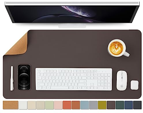 Kork Schreibtischunterlage - Doppelseitige Schreibtischauflage für Büro und Zuhause - Als große Mausunterlage und Schreibtischmatten auf Schreibtischen（Kaffee、80cmx40cm）