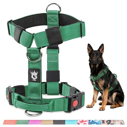 TSPRO Arnés Táctico para Perros No Pull, Alta Resistencia, Ajustable, con Asa y Hebilla de Liberación Rápida, para Perros Medianos y Grandes en Paseos al Aire Libre (Verde M)
