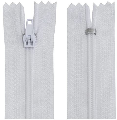 Aerzetix - C63498 - Set di 10 Cerniere Lampo a Spirale N°3 Non separabile 50cm in Nylon - cursore autobloccante in Metallo - Colore Bianco - Abbigliamento Cucito Pantaloni merceria