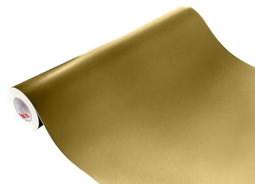DecoMeister Vinilo Adhesivo para Muebles 100x50 cm - Oro Mate | Papel Decorativo Autoadhesivo Lavable para Cocina y Baño, Película Impermeable y Termoformable para Renovar Armarios y Mesas