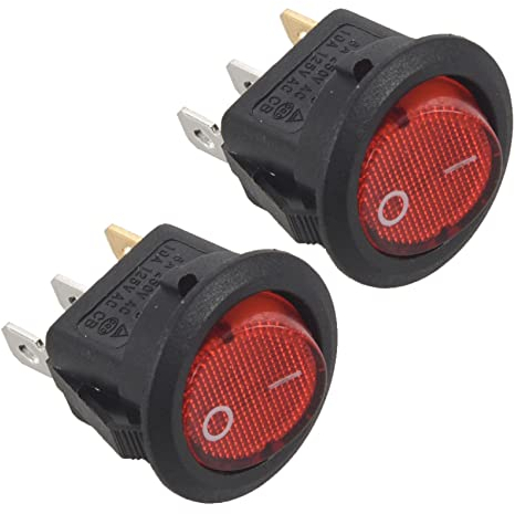 2X Interruttore A Levetta Bipolare ON OFF Rosso 3 Pin 20mm