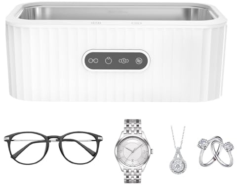 Ultraschallreiniger 47000Hz, Reiniger Ultraschallgerät Ultraschallreinigungsgerät Ultrasonic Cleaner 400ml für Brillen Uhren Schmuck Ringe Halsketten Make-up-Pinsel (Weiß)