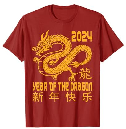 Vêtements du Nouvel An Chinois Dragon Rouge Année du Dragon 2024 T-Shirt