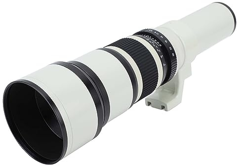 Lente de Teleobjetivo Manual de 500 Mm F6.3, Lente de Teleobjetivo de 500 Mm F6.3 Parasol de Lente Desmontable Aleación de Enfoque Manual con Anillo Adaptador de Montura T2 para
