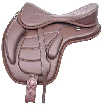 WILD RACE Genuine Leather Freemax Saddle All Purpose Treeless Horse Saddle, Size 12, 13, 14, 15, 16, 16.5, 17, 17.5, 18 Inches (14 Inch, Brown)
