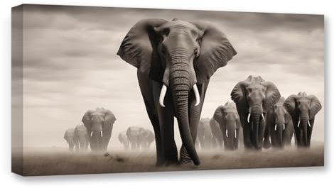 CXHOSTENT Elefanten-Leinwand-Kunst Tiergemälde Wanddekoration Afrikanische Tiere Bilder Wildtier-Poster Großes Wohnzimmer-Dekor Rahmen (Elefant - 3, 30.00 x 60.00 cms)