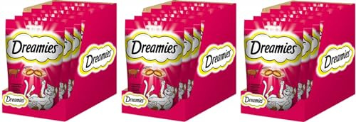 DREAMIES Klassiker eine Delikatesse für eine Katze Katzensnacks mit leckerem Rindfleisch 18 x 60g (1080 g)