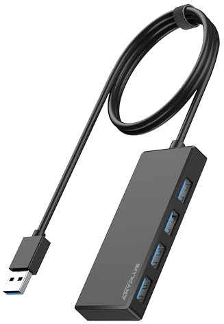 ANYPLUS USB Hub, Multiport USB Splitter Adapter, 2 ft Long Cable USB 3.0 Hub, USB Extender for Laptop, PC, iMac, Surface Pro, MacBook, Mac Pro, Flash Drive, XPS, Mouse, HDD