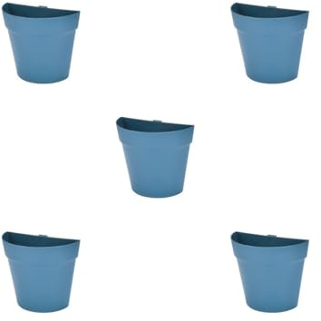 Leisurealeaneag Juego de 5 macetas de pared para jardín, patio, salón, dormitorio, maceta decorativa para interior y exterior, azul