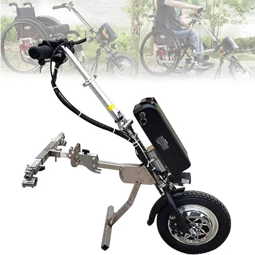 Rollstuhl-Zugvorrichtung, Elektrische Handbike-Rollstuhlbefestigung, Rollstuhl-Umbau-Elektrosatz, Reichweite 65 km, 3 Geschwindigkeiten/mit Frontlicht + Stoßdämpfersystem + Trompete, B