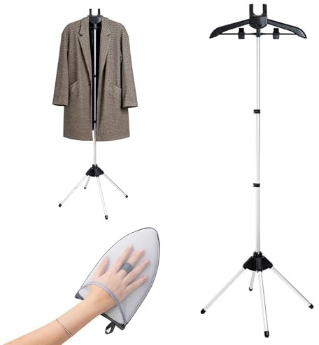 Hengrongshen Dampfglätter Kleiderbügel, Klappbar Kleidung Dampfständer für Steamer mit Bügelhandschuh für Dampfglätter, Höhenverstellbar Kleiderbügel für Dampfbürste
