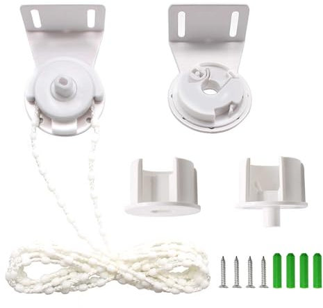 CHSEROK 150cm Rollokette Weiß, 34mm Ersatzteile Rollo, Rollo Halterung Steuert, Kunststoffperlenkette das Öffnen und Schließen von Rollos