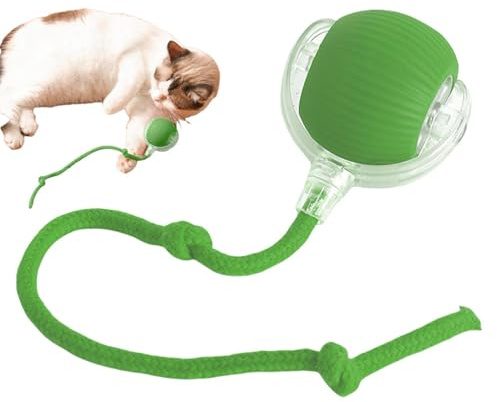 Meindin Katzenspielzeug Elektrisch Mit LED Licht, Interaktives Katzen Bewegliches Bälle, Unregelmäßige Bewegung Mit Langem Schwanz Zum Teasen Tragbares Aufladbares Katzenspielzeug